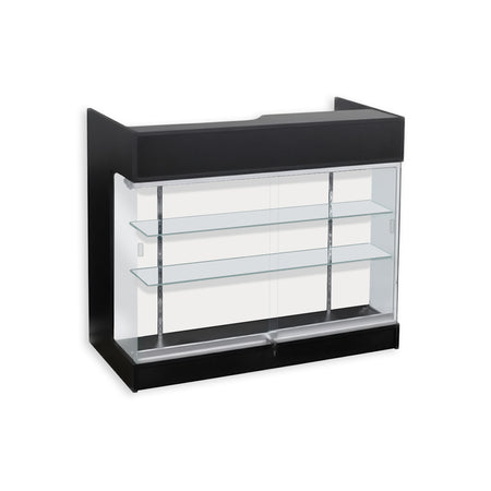 Ledgetop counter with glass showcase front glass with shelves