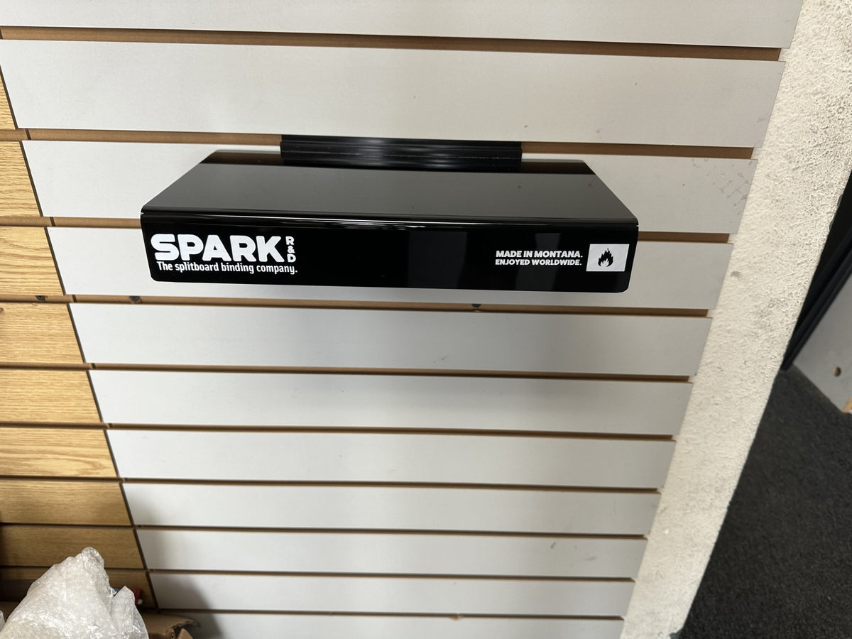 Black slatwall boot shelf