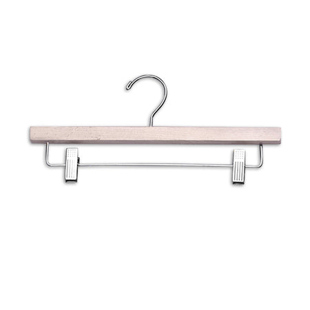 Raw and Unfinished 14" wood pants hangers with clips.