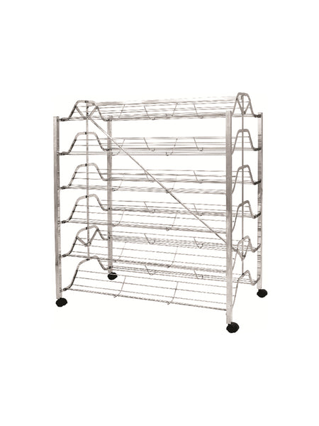 Two sided shoe rack folding.  Chrome EZ shop display for shoes