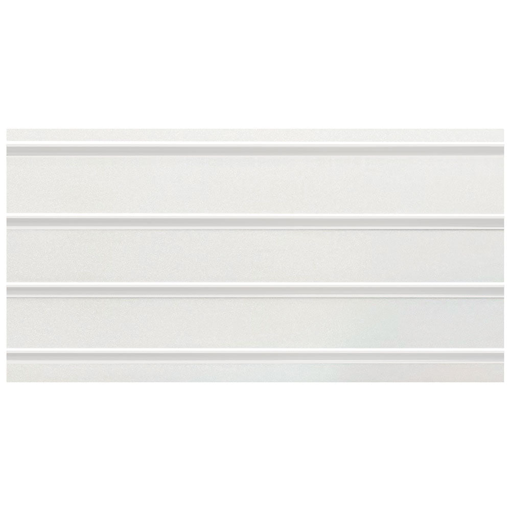 White slatwall panel with with metal inserts
