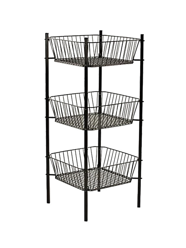 3 tier basket square black