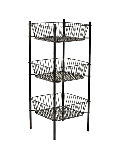 3 tier basket square black