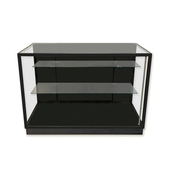 4 ft length black extra vision display case glass