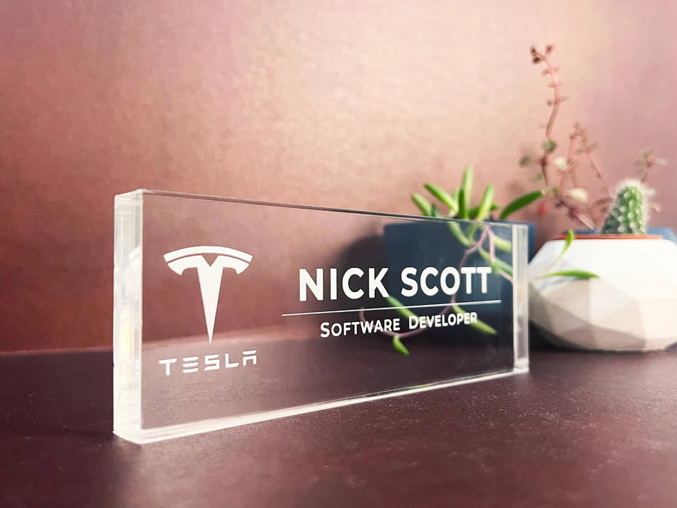 Counter Name Tag Logo Block