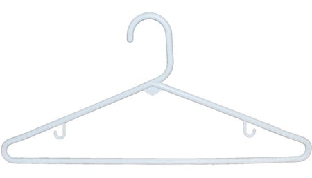 White tubular hangers great for any closet or store.  72 per box.