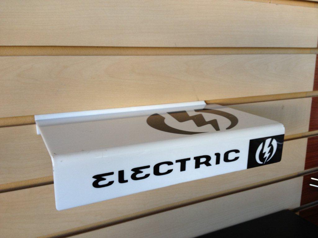 slatwall shoe shelf with logo screenprint