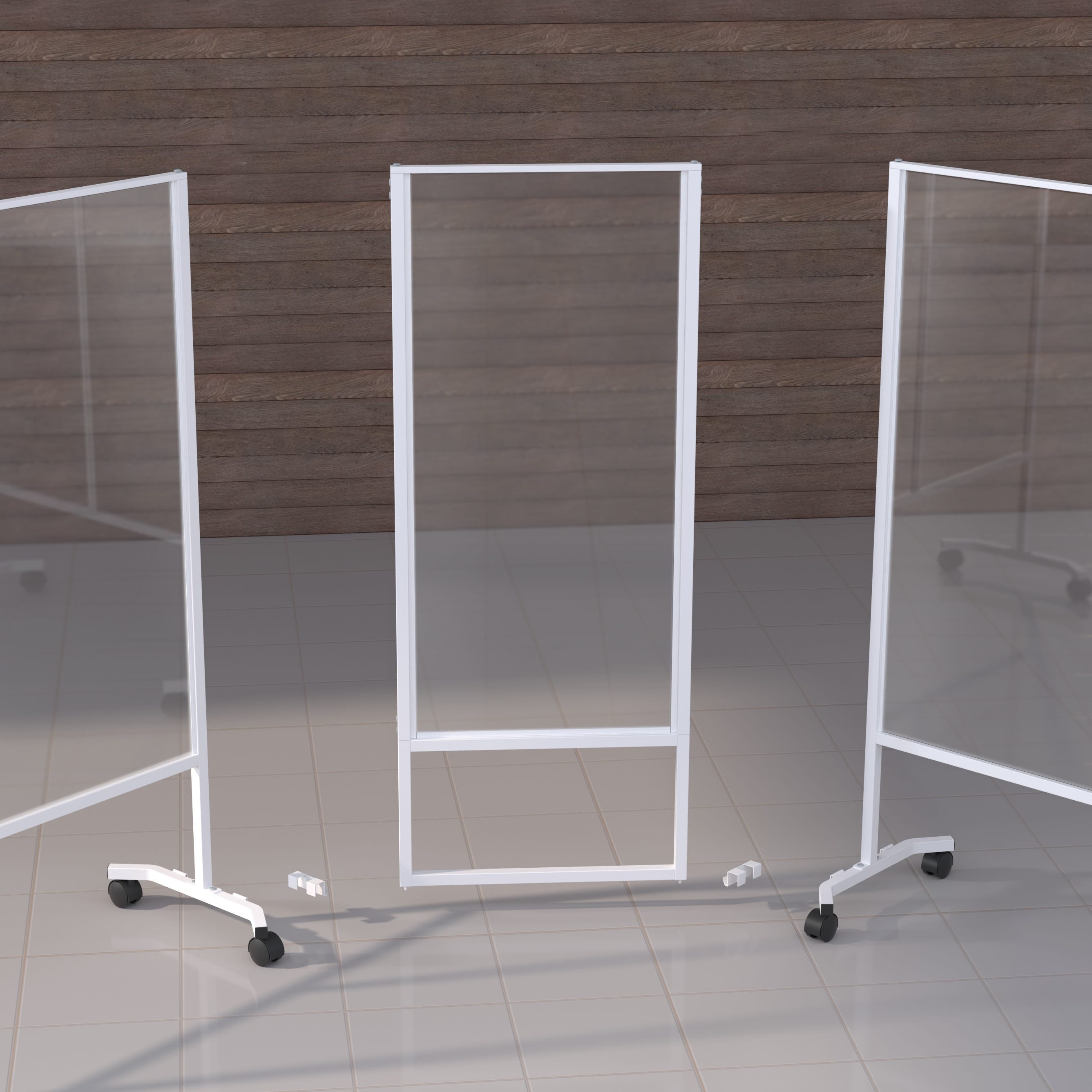 Clear plastic mobile partition